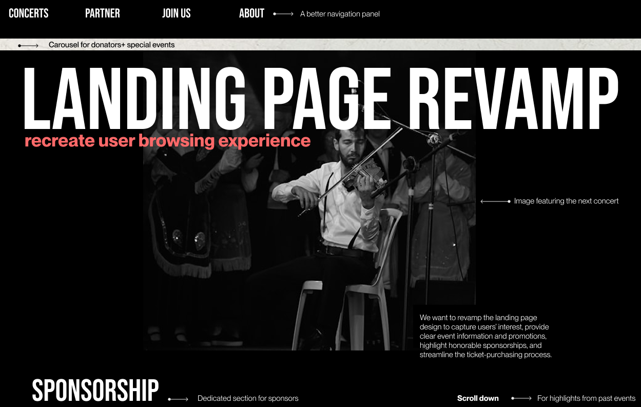 Proposed improvements to the orchestra’s landing page