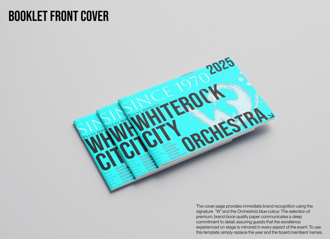White Rock City Orchestra booklet cover showing typography and information hierarchy