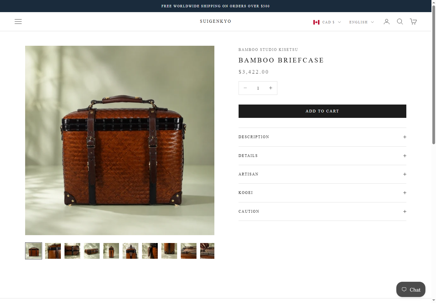 Original bamboo briefcase product page